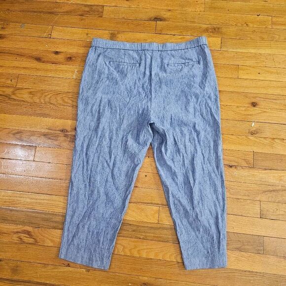 J. Jill Women Pants XL Blue Linen Stretch Wide Leg Drawstring Beach Crop - Picture 6 of 8